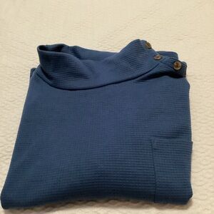 Talbots Navy Button-Collar Long Sleeve Tee